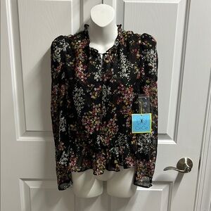 CeCe Women’s Black Floral Blouse